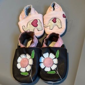 Baby girl leather - starting to walk shoes 6-12Mo